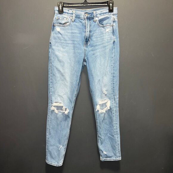 American Eagle Mom Jeans Women’s 2 Medium Wash Distressed - Picture 1 of 10